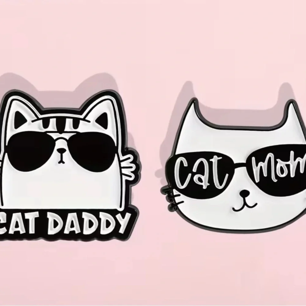 Cat Mom and Cat Daddy Enamel Pins - Picture 3 of 5